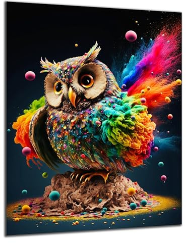 DARO Design - Wand-Bild 6mm HDF 30x20 cm Neon Eule Owl - Wand-Deko Bilder Wohnzimmer