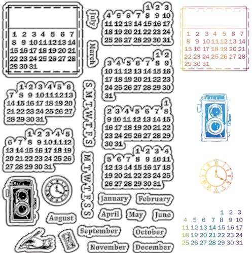 CRASPIRE Kalender Datum Klara Stämplar Vintage Månad Gummistämplar Återanvändningsbar Bakgrund Poststämpel Tätningar Dekor Scrapbooking Tillbehör