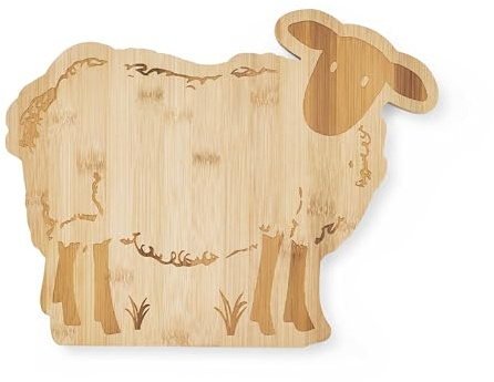 Cooksmart Sheep Shaped Wooden Chopping Board Paddle Board | British Designed, Wooden Material, Unique Shape, Food Preparation, Chopping Meat And Vegetables, Kitchen Accessory