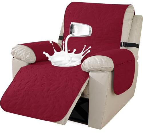 Ystyle Funda Reclinable 1 Plaza Impermeable, Sofa Reclinable Lavable (1 Asiento, Burdeos)