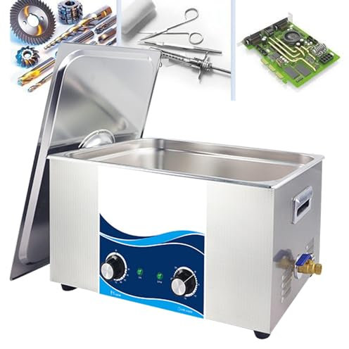 LNNLOO Stainless Steel Ultrasonic Cleaner(6.5L 10L 15L 22L 30L), with Drain Valve, Knob Control, Normal Temperature -80 Heater/0-30min Timer, For Razors Earrings Glasses,30L