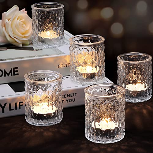 Azuritek 12pcs Votive Candle Holders, Clear Glass Tealight Candles Holder