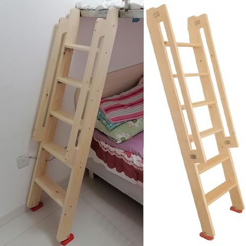 Etagenbett für Kinder, nur Holzleiter, Wohnmobil-Überkopfbettleiter mit Handläufen und 9,5 cm Breiten Stufen, Loft für Studentenwohnheime, Wohnmobile (Größe: 115 cm/3,8 ft/45,3 Zoll hoch)