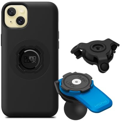 QUAD LOCK 1 Kugel-Adapter Handyhalterung für Motorrad mit Vibrationsdämpfer und MAG-Hülle für iPhone 15 Plus