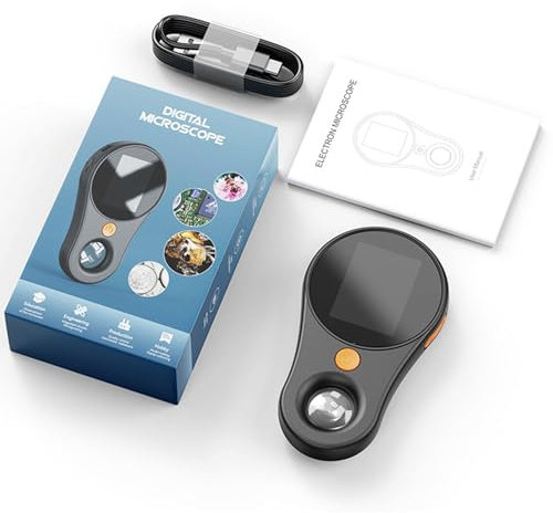 NOENNULL Digitalmikroskop, Tragbares Handmikroskop mit 8 LEDs 1920 X 1080P HD, Taschenmikroskop für Kinder und Erwachsene, USB-Mikroskop mit 500-facher Vergrößerung für Pflanzensteintiere