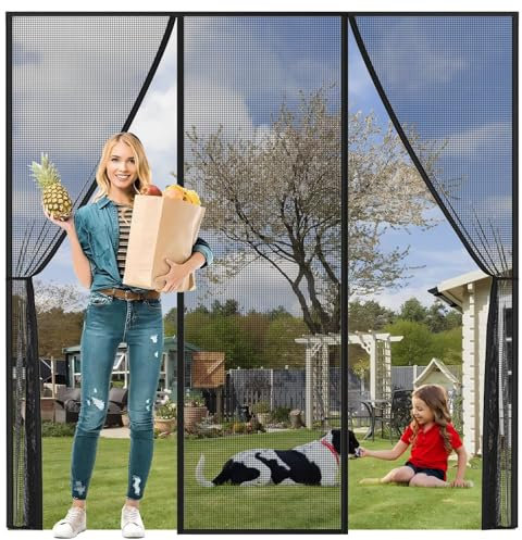 Puerta con mosquitera magnética 225x195cm Negro Cortina de puerta antiinsectos sin perforación Puerta con mosquitera antiinsectos para ventanas Balcón Sala de estar