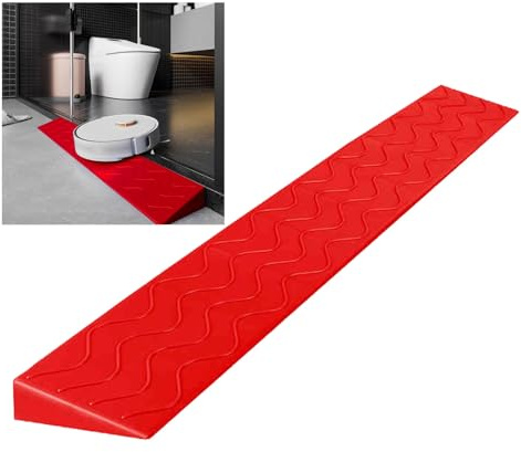1 bis 10 cm Rollstuhlrampe, Türschwellenrampe, Treppenrampe mit Einer Tragkraft von 300 Kg, aus Kunststoff für Rollstuhlfahrer, Kinderwagen, Zuschneidbar(Red,99 * 10 * 3cm/39 * 3 * 1.2in)