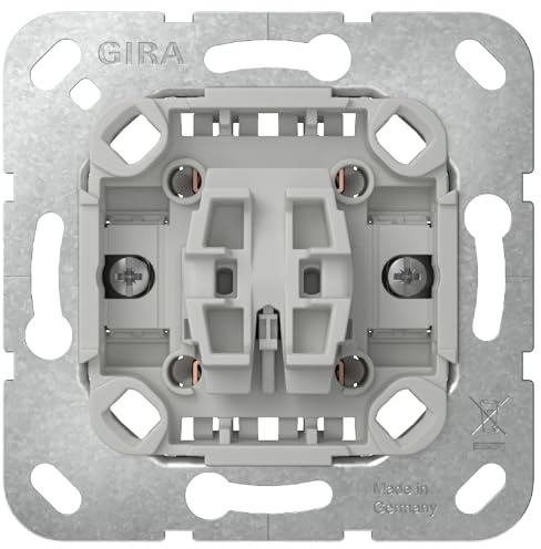 GIRA Kreuzschalter Einsatz 10 AX 250 V~ | 310700 | schwimmende Schaltwippe | LED‑ready | Spannungsprüfung von vorn | Schnellbefestigung | Thermoplastsockel | Profi Elektroinstallation