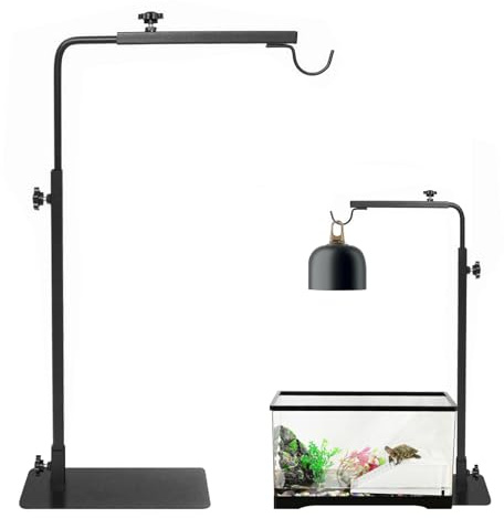 Joycabin Support de lampe de chaleur reptile, réglable en hauteur et en largeur, pour terrariums de différentes hauteurs, lampe thermique pour reptiles, noir, incandescent, 1 unité