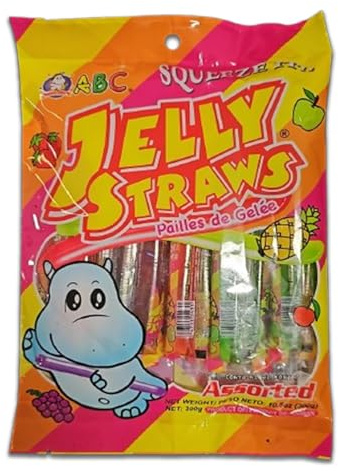 Kajal Squeeze Jelly Straws Pailles de Gelee 300g – Fruchtige Gelee-Strohhalme in verschiedenen Geschmacksrichtungen – Ideal als Snack – Ohne Fett – Süßer Genuss