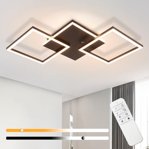 Homefire Deckenlampe LED Deckenleuchte Wohnzimmer 32W Dimmbar Schwarz | Wohnzimmerlampe Modern Design Küchenlampe mit Fernbedienung Schlafzimmerlampe Flur Metall Deckenleuchten für Küche Esszimmer