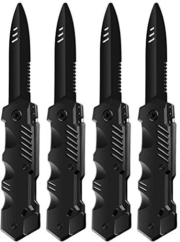 ZJchao Coltelli Retrattili Giocattolo Divertente Trucco Gadget Pugnale a Scomparsa Prop Festa di Halloween 4 Pezzi (Black)