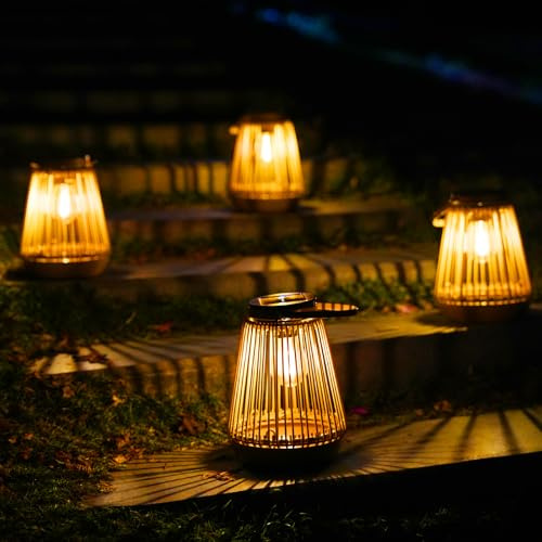 KagoLing Solarlampen für Außen, 4 Stück Metall Vintage Laternen für Draußen IP65 Wasserdicht Solarlampen für Außen Garten, Solar Lampions Außen Wetterfest für Balkon Garten Deko Terrasse Rasen Hof