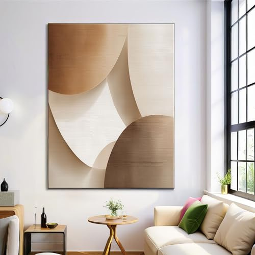 Leinwand Bilder 80x120 cm Leinwandbild Abstrakte Kurven Bild auf Leinwand Moderne Minimalistische Kunst Kunstdruck Wandbilder Wanddekoration für Wohnzimmer, Schlafzimmer, Flur, Beige