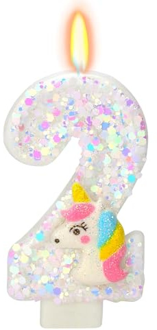 DazzJoy Einhorn Geburtstagskerzen Zahlen 2 Jahre, Einhorn Kerze 2 Geburtstag Mädchen, Unicorn Geburtstagskerze 2. Geburtstag Mädchen, Unicorn Zahlen Kerzen Geburtstage 2 Jahre Mädchene
