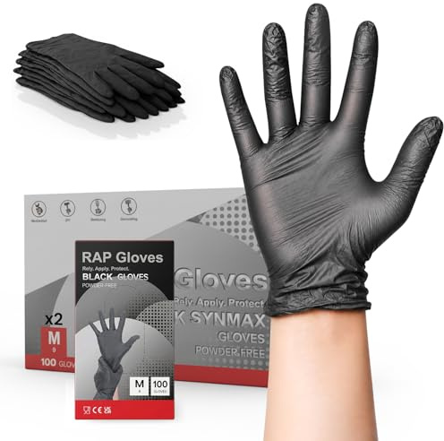 Black Vinyl Disposable Gloves Medium Pack of 2000 Food Safe Bulk Case | Powder free and latex free, non-sterile examination fit, for medical rooms, cleaning rounds, catering and care homes