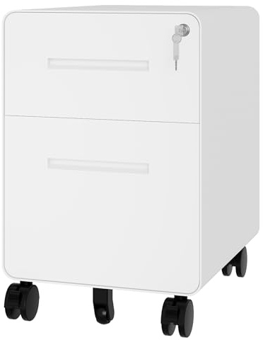 Bisley EasyRoll Rollcontainer mit Hängeregister, Container mit 2 Schubladen abschließbar aus Metall in weiß, Büro Rollwagen für Hängemappen als Schreibtisch Unterschrank & Bürocontainer