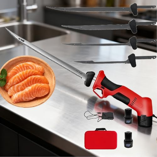 Sladdlös Elektrisk Fiskfilékniv - Elektrisk Fiskfilékniv, 4 Utbytbara Non-Stick-Blad, Dubbel Batteritid, Halkfritt Handtag, Lätt Att Bära, Lämplig För Hemmet, Hotell Och Resor