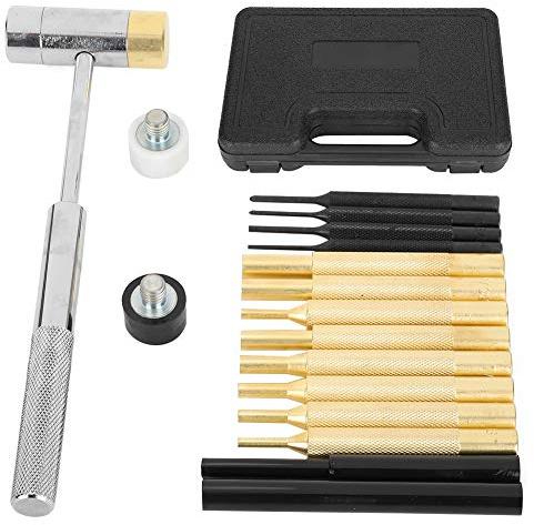 KIMISS Ensemble de 17 Poinçons pour Installation Mécanique – Outils de Poinçonnage Ronds avec Marteau Double Face, étui de Rangement Compact pour les Travaux d'entretien et de Précision