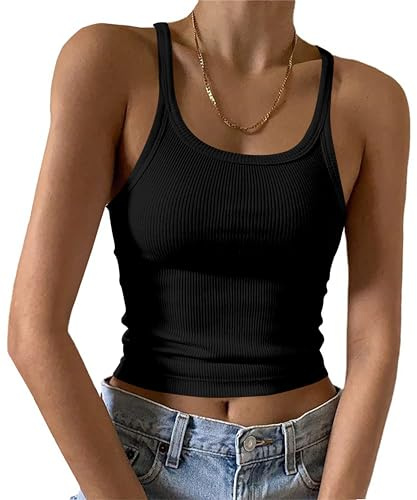 DUOEASE Canotta Donna Scollo U Casual Semplici Top Donna Estivo Slim Fit Canottiera Donna Intimo Elegante