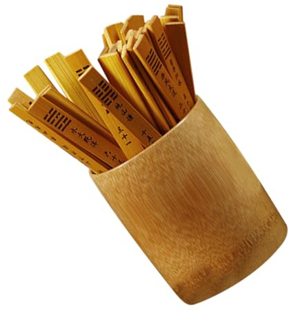 Mikikit Juego de Adivinación Chino con 64 Varillas de Bambú y Cubo Alto Set Tradicional para Enseñanza de I Ching Utilería Vintage para Hogar Reuniones y Prácticas Espirituales