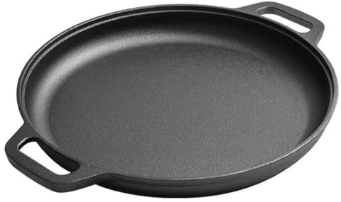 Muuookka Sartén de Hierro Fundido Antiadherente Tipo Plancha para Estufa, Sartén Redonda Multiusos para Cocinar en Casa o Al Aire Libre.