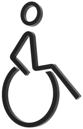 NUOBESTY Segnale per Bagno Disabili in Acrilico Nero Simbolo Sedia a Rotelle, Cartello Rimovibile per Toilette Accessibili in Spazi Pubblici e Ascensori