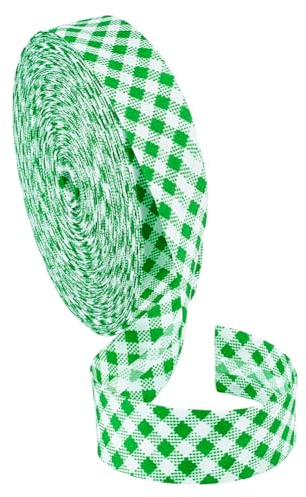 PH PandaHall 22m Nastro Obliquo Piegato Singolo Nastro a Quadri Verde, 2cm Nastri Sbieco Piegato per Lavoretti Fai da Te Cucito Abbigliamento Trapunte e Creazione di Cerchietti