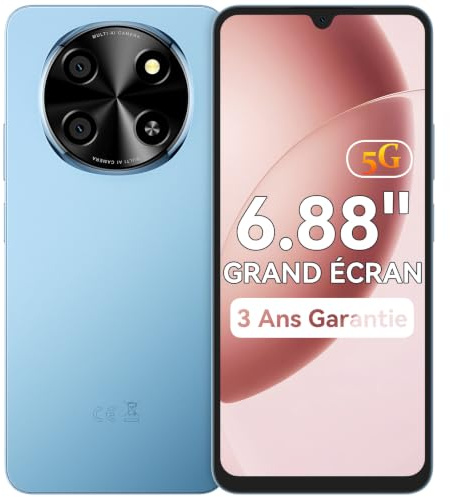 Smartphone 5G 6,88'' 120Hz, Téléphone Portable Android 15, 12Go RAM 128Go/2To TF, Double SIM NFC, Unisoc T8100 Octa-Core, Batterie 5000mAh 18W, Telephone Portable Pas Cher, OTG/Face ID/Fingerprint