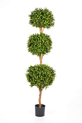 artplants.de Künstlicher Buchsbaum 3er Kugel Tom, 3672 Blätter, grün, 190cm - Kunstbaum - Buchs künstlich