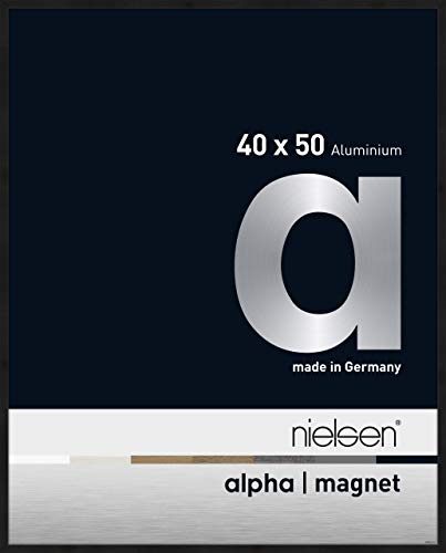 nielsen Aluminium Bilderrahmen Alpha Magnet Acryl, 40 x 50 cm, Schwarz | Aluminium Posterrahmen im Hoch- & Querformat zum Aufhängen Schwarz matt bruchsicheres Kunstglas