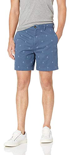 Amazon Essentials Classic-fit 7 Print Short, Pantaloncini Uomo, Blu (Navy Anchor Nav), W38