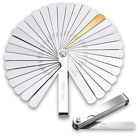 CZ Store Fühlerlehre |32 Stk.|✮✮LEBENSLANGE GARANTIE✮✮- Edelstahl-Shims zum Prüfen von Ventilspiel & anderen Maßen am Motor - Faltbares Werkzeug, Ventillehre, Blattlehre für Auto/Motorrad