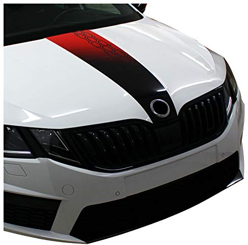 D082 Motorhauben Dekor passgenau Folie Powerdome Aufkleber Design Zubehör Vinyl (Wabenmuster Schwarz Rot)