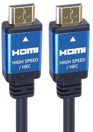 PremiumCord Cable HDMI 2.0B M/M 4K de Alta Velocidad, 18Gbps con Ethernet, Compatible con Vídeo 4K@60Hz, Deep Color, 3D, ARC, HDR, Dolby TrueHD, Conectores Chapados en Oro, Negro/Azul, 1,5 m
