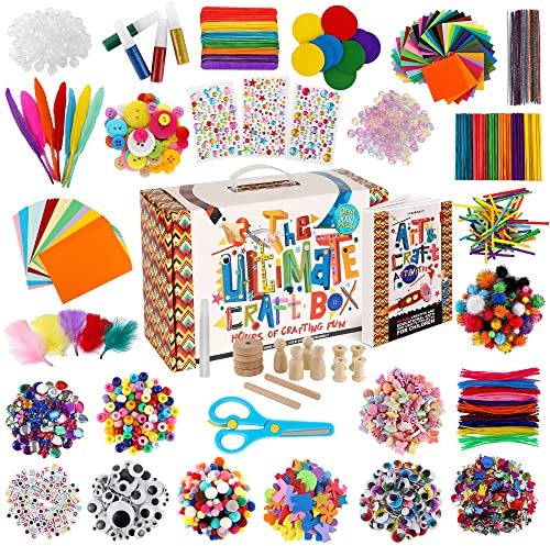 A&R CO. 3000+ Pcs Arts and Crafts Supplies & Materials for Kids - Ultimate Bulk Craft Kit for Boys & Girls with 99 Activities Book for Ages 3-5, 4-6, 6-8, 8-12