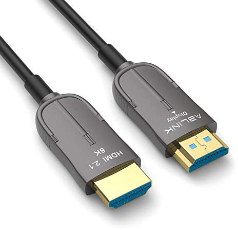 Ablink Cavo HDMI 8K 20 Metri, Cavo HDMI 2.1 in Fibra Ottica con Larghezza di Banda 48 Gbps per HDR HDCP2.3 eARC 8K60Hz, 4K 120Hz Compatibile con PS5, Monitor TV HD, RTX 3090, Xbox, Blu-ray