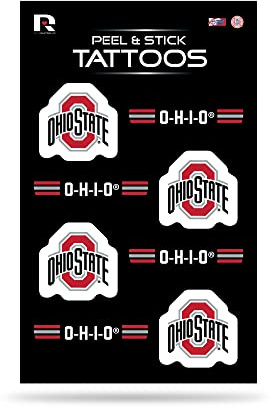 Rico Industries NCAA Ohio State Buckeyes Peel & Stick Temporary Tattoos - Eye Black - Game Day Approved!