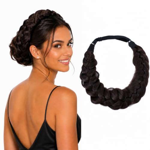 CAISHA Zopf Haarteil Haarband Stirnband Haarschmuck Geflochten Schokobraun HZ202