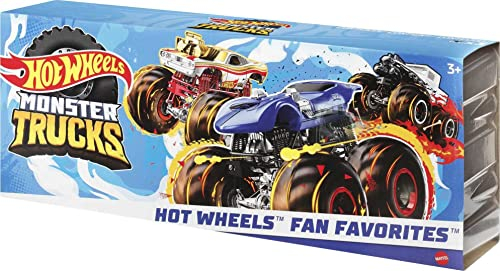 Hot Wheels Monster Trucks Pack 3 Coches de Juguete con Ruedas Grandes, +3 años (Mattel HNT78)