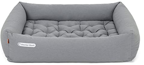 Doctor Bark Hundebett Orthopädisch - Waschbar bis 95°C, Geruchsfrei & Hygienisch - Kuscheliger Hundekorb Mittelgroße Hunde mit Hundematratze (L - 90x80 cm, Hellgrau)