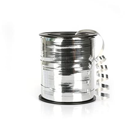 LOVETRENDS Ringelband – Metallic Silber – 250 m Spule – ideal für Ballondekorationen und Geschenkverpackungen