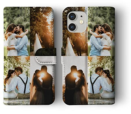 Tirita Personalised Custom Photo Wallet Flip Phone Case Compatible with iPhone 14 Pro Max - [04- Four Photos Collage Horizontal]