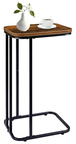 KJGKK Mesa auxiliar en forma de C, mesa auxiliar pequeña de 27 pulgadas de alto para sofá y cama, mesa de sofá que se desliza debajo, mesa alta con bandeja de TV para sala de estar, dormitorio,