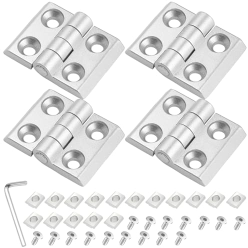 Cerniera pieghevole per porta, 4 pezzi, M4, piccole cerniere per mobili, profilo in alluminio 2020, con fessura, 6 mm, cerniera per porta in lega di zinco, con scanalatura e viti per porte leggere fai