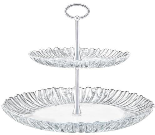 AMBITION Etagere 2 Etagen Glas Aurora ⌀ 31,5 cm Servier-Kuchenständer Deko Rand transparent
