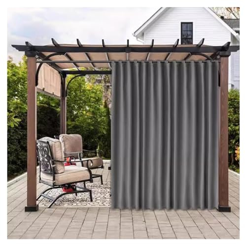 YYOOYYZ Outdoor Vorhang wasserdichte Outdoor-Vorhänge mit Klettverschluss, Sonnenschutz, Sichtschutz, für Veranda, Garten, Balkon, Terrasse(Dark Grey-,54 * 132in)