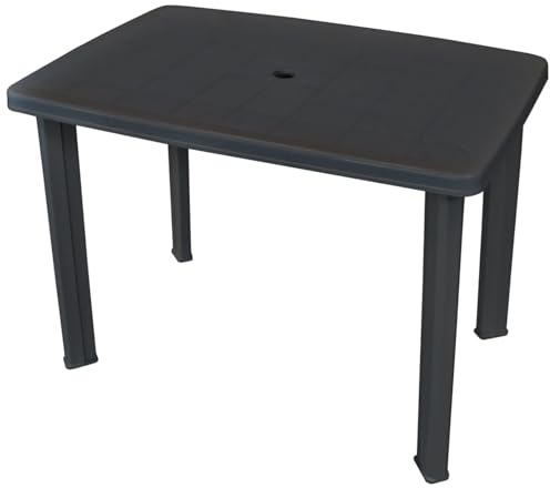 Homgoday Trädgårdsbord, terrassbord, balkongbord, soffbord, trädgårdsmöbler, bord, matbord, matbord, tebord, trädgårdsbord, antracitgrå, 101 x 68 x 72 cm plast