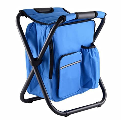 Yaoliucp Klappende Campingstuhl im Freien EIS Rucksack Faltbarer Sitztisch mit Kühler zum Fischen von Wanderungsgrill -Reise -Campingausrüstung Blau 1pc, Faltbarer Sitz mit Kühler
