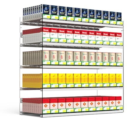 10 Pack Cigarette Display Holder, Retail Store Automatic Cigarette Pusher Tray Tobacco Display Stand Rack，supermarket Cabinet Matchbook Divider Display Case, Decorative Transparent Floating Shelf